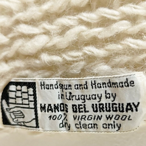 Manos Del Uruguay 100% Virgin Wool Hand Spun Handmade Chunky Knit Cream Scarf🧣 - Picture 9 of 9